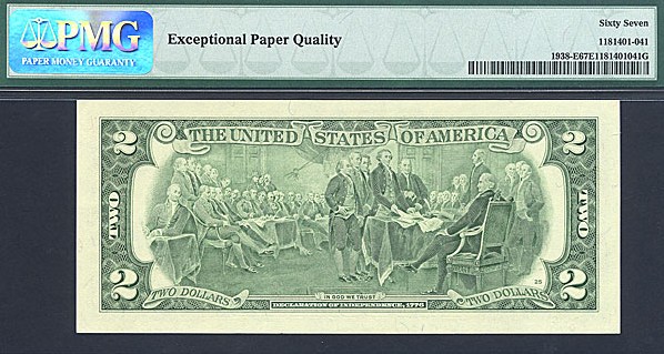 image for: Fr.1938-E (ED Block) 2003 $2 Ft. Worth, TX PMG Gem CU67 EPQ [E20089750D]