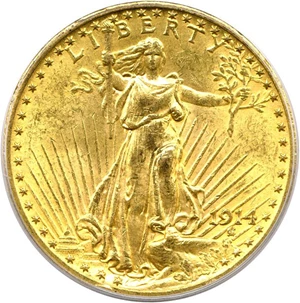 image for: 1914 $20 PCGS MS62