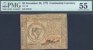 image for: Cont Congress: 1775 $8 November 29 PMG AU55 (Fr.CC18)