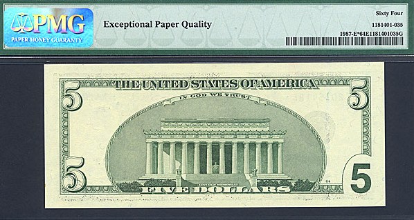 image for: Fr.1987E (BE* Block) 1999 $5 Fort Worth, TX PMG Choice CU64 EPQ [BE20154188] *Star* 