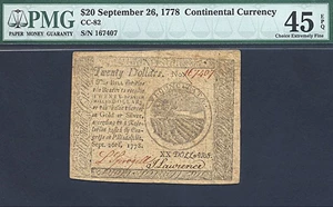 image for: Cont Congress: 1778 $20 26-Sep PMG XF45 EPQ (Fr.CC82)