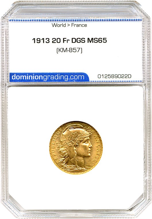image for: France: 1913 20 Fr (KM-857) DGS MS65