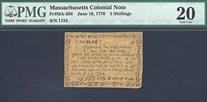 image for: Mass: 1776 5s 18-Jun PMG VF20 (Fr.MA204)