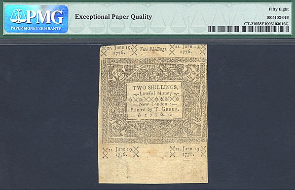 image for: Connecticut: 1776 2s 19-Jun PMG AU58 EPQ (Fr.CT210)