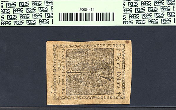 image for: Cont Congress: 1779 $80 14-Jan PCGS VF35 (Fr.CC102)