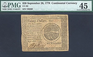 image for: Cont Congress: 1778 $20 26-Sep PMG XF45 (Fr.CC82)