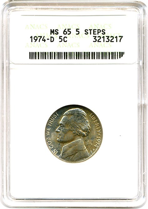 image for: 1974-D 5c ANACS MS65 FS