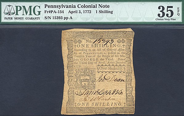 image for: Penn: 1772 1s 3-Apr PMG VF35 EPQ (Fr.PA154)