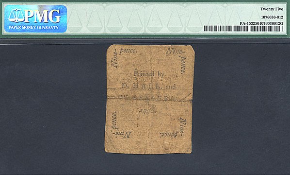 image for: Pennsylvania: Fr.PA153 1772 9d 3-Apr PMG VF25  [25150]