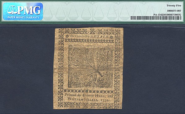 image for: Penn: 1772 1s 3-Apr PMG VF25 (Fr.PA154)