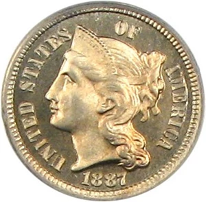 image for: 1887/6 3cN PCGS Proof 66 (Strong Overdate)