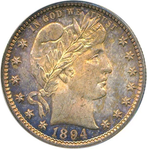 image for: 1894-S 25c PCGS MS64