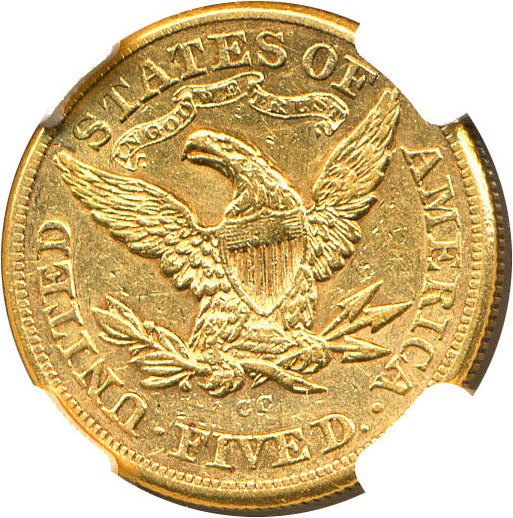 image for: 1874-CC $5 NGC AU53