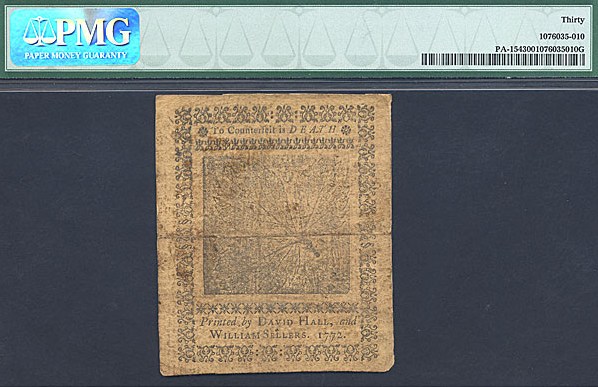 image for: Penn: 1772 1s 3-Apr PMG VF30 (Fr.PA154)