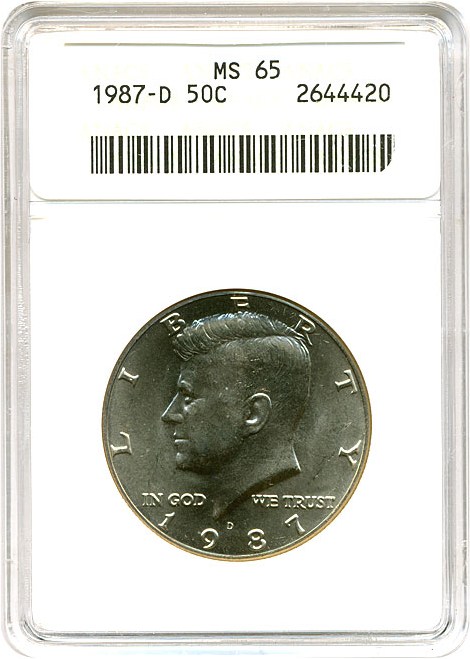 image for: 1987-D 50c ANACS MS65