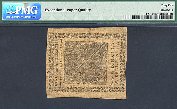 image for: Pennsylvania: Fr.PA156 1772 2s 3-Apr PMG XF45 EPQ  [14246]