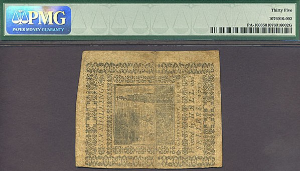 image for: Penn: 1773 6s 20-Mar PMG VF35 (Fr.PA160)