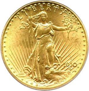 image for: 1910-D $20 PCGS MS64