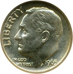 image for: 1965 10c ANACS MS66 FB