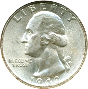 image for: 1943-S 25c ANACS MS66