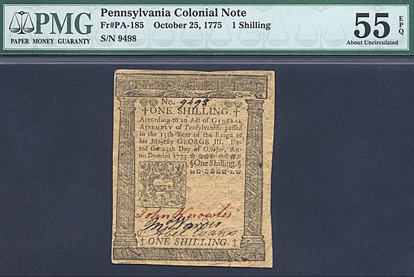 image for: Penn: 1775 9d 25-Oct PMG AU55 EPQ (Fr.PA185)