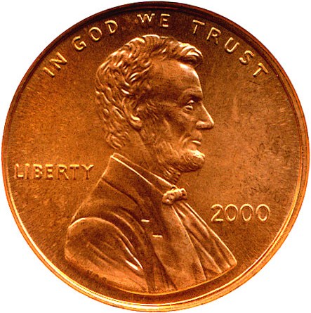 image for: 2000 1c ANACS MS65 RD