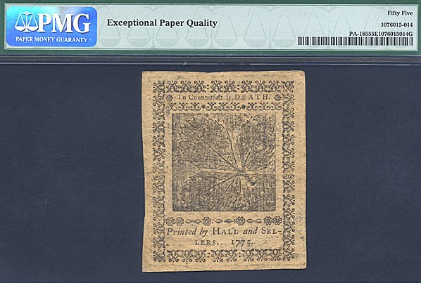 image for: Penn: 1775 9d 25-Oct PMG AU55 EPQ (Fr.PA185)