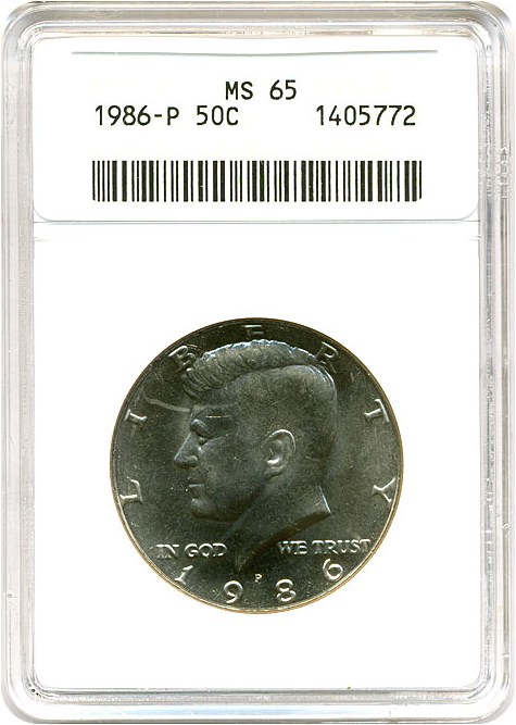 image for: 1986-P 50c ANACS MS65