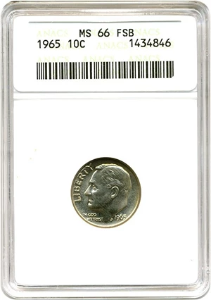 image for: 1965 10c ANACS MS66 FB