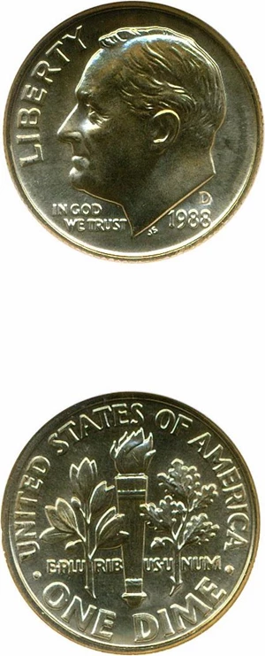 image for: 1988-D 10c ANACS MS66 FB