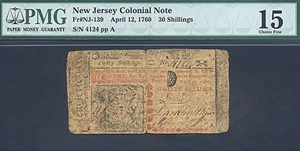 image for: New Jersey: 1760 30s 12-Apr PMG F15 (Fr.NJ139)