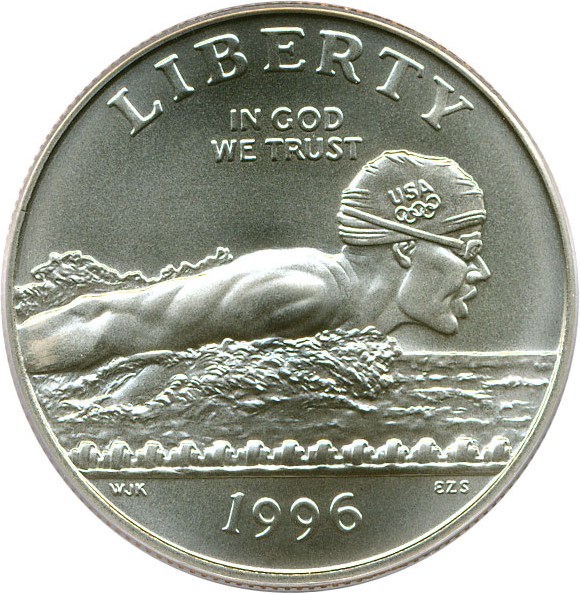 image for: 1996-S Olympic Swimming 50c PCGS MS70 