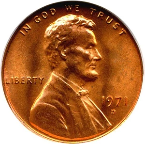 image for: 1971-D 1c ANACS MS65 RD
