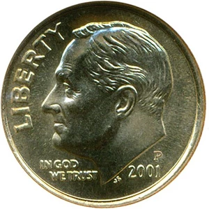 image for: 2001-P 10c ANACS MS66 FB