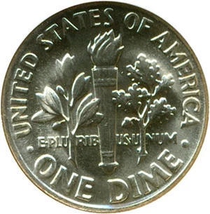 image for: 1971-D 10c ANACS MS65