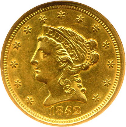 image for: 1852-O $2 1/2 NGC AU58