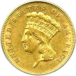 image for: 1856-S $3 PCGS AU50