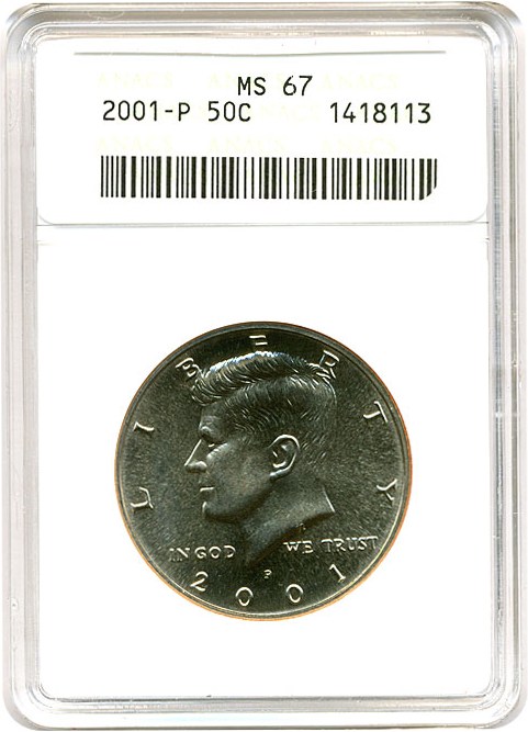 image for: 2001-P 50c ANACS MS67
