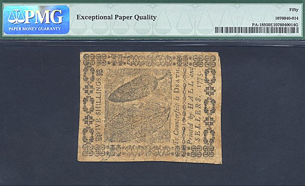 image for: Penn: 1775 5s 25-Oct PMG AU50 EPQ (Fr.PA189)