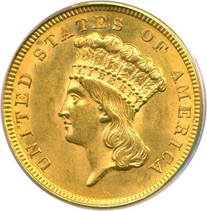 image for: 1854 $3 PCGS MS63