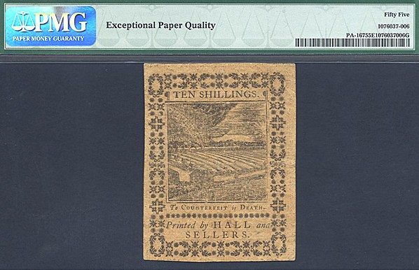 image for: Pennsylvania: Fr.PA167 1773 10s 1-Oct PMG AU55 EPQ [9799]