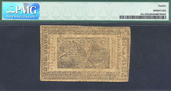 image for: Penn: 1785 20s 16-Mar PMG F12 (Fr.PA272)