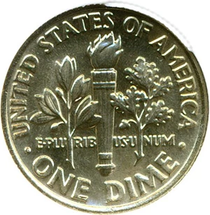 image for: 1987-P 10c ANACS MS66