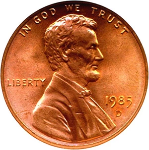 image for: 1985-D 1c ANACS MS67 RD