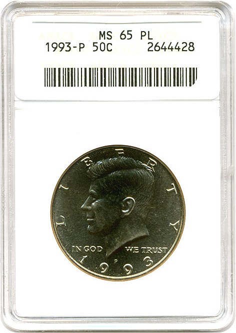 image for: 1993-P 50c ANACS MS65