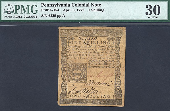image for: Penn: 1772 1s 3-Apr PMG VF30 (Fr.PA154)