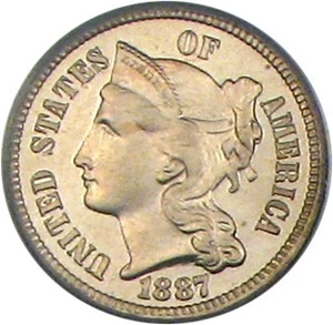 image for: 1887/6 3cN PCGS Proof 66 Cameo (Strong Overdate)
