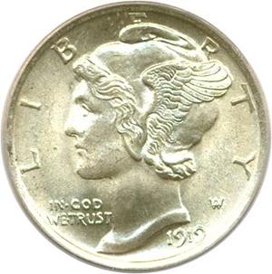 image for: 1919 10c PCGS MS65 FB