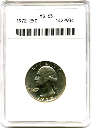 image for: 1972 25c ANACS MS65