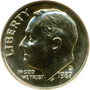 image for: 1987-D 10c ANACS MS65